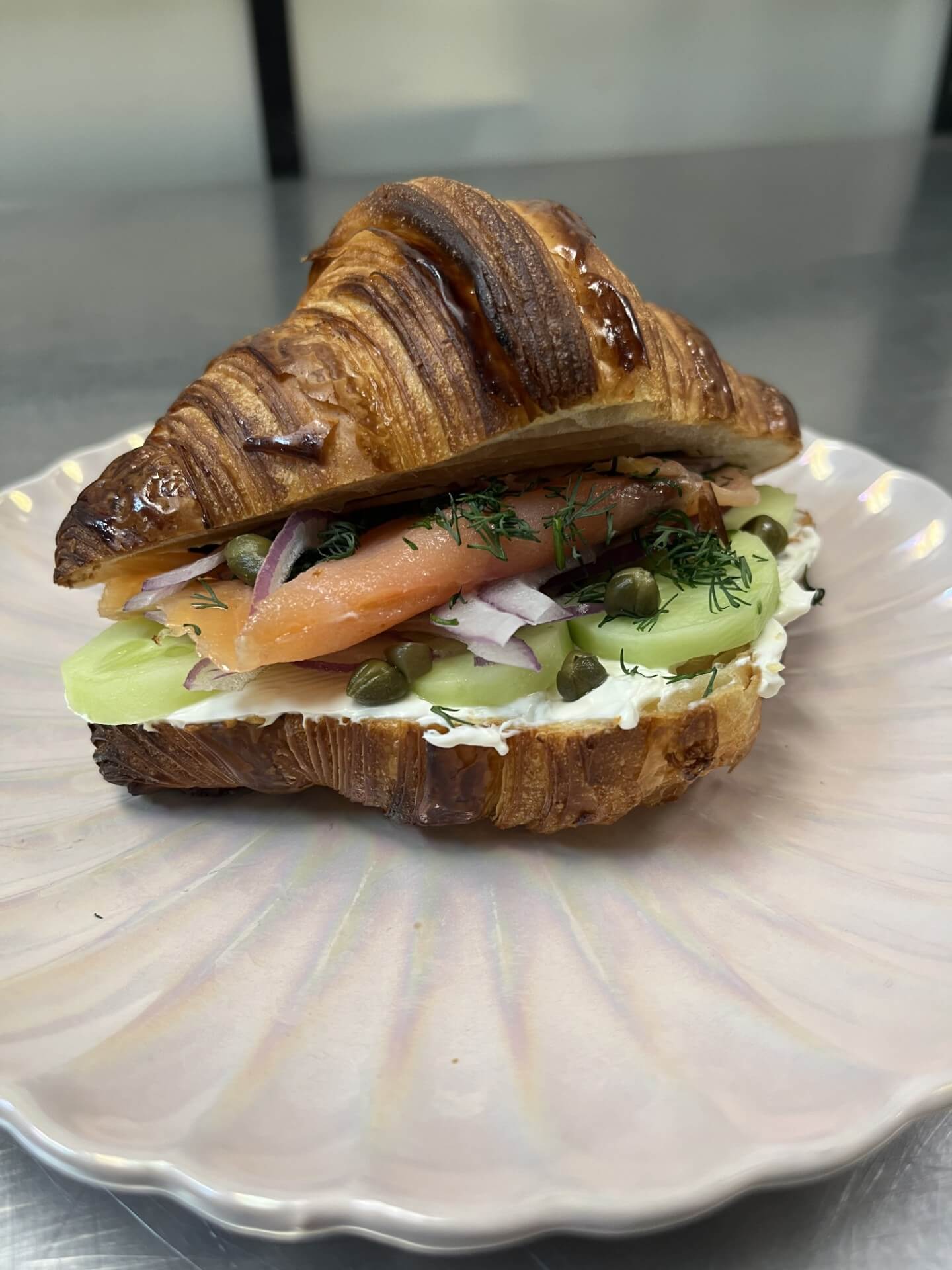 Salmon Croissant on display at GG’s Pastry Shop in Mount Airy, MD